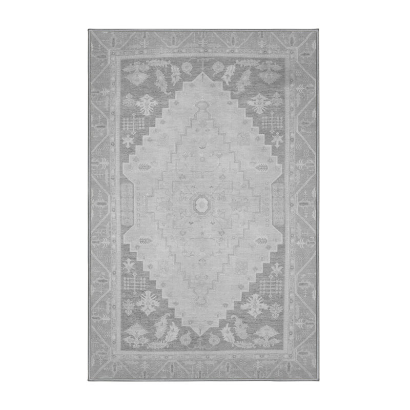 Tapis oriental gris tissé à la machine 8 pi x 12 pi Artimisia
