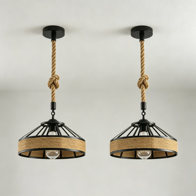 1-Light Modern Farmhouse Rope Pendant Light Fixture