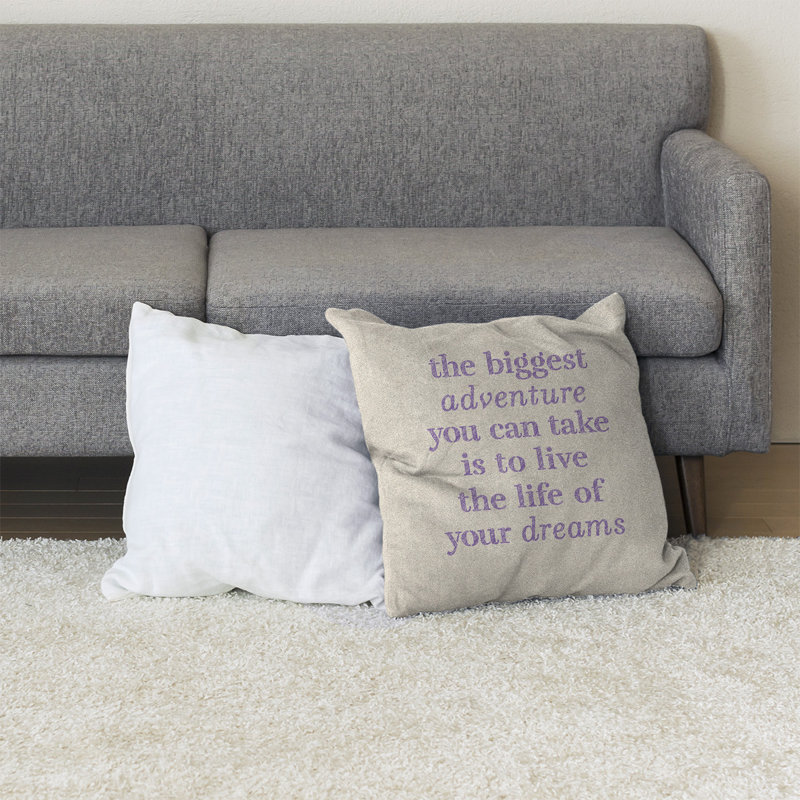 Coussin de sol, 40 po x 40 po, Blanc / Mauve