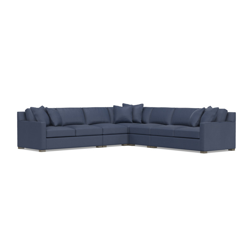 Bernhardt Kelsey 5-Piece Fabric Sectional, Blue Polyester