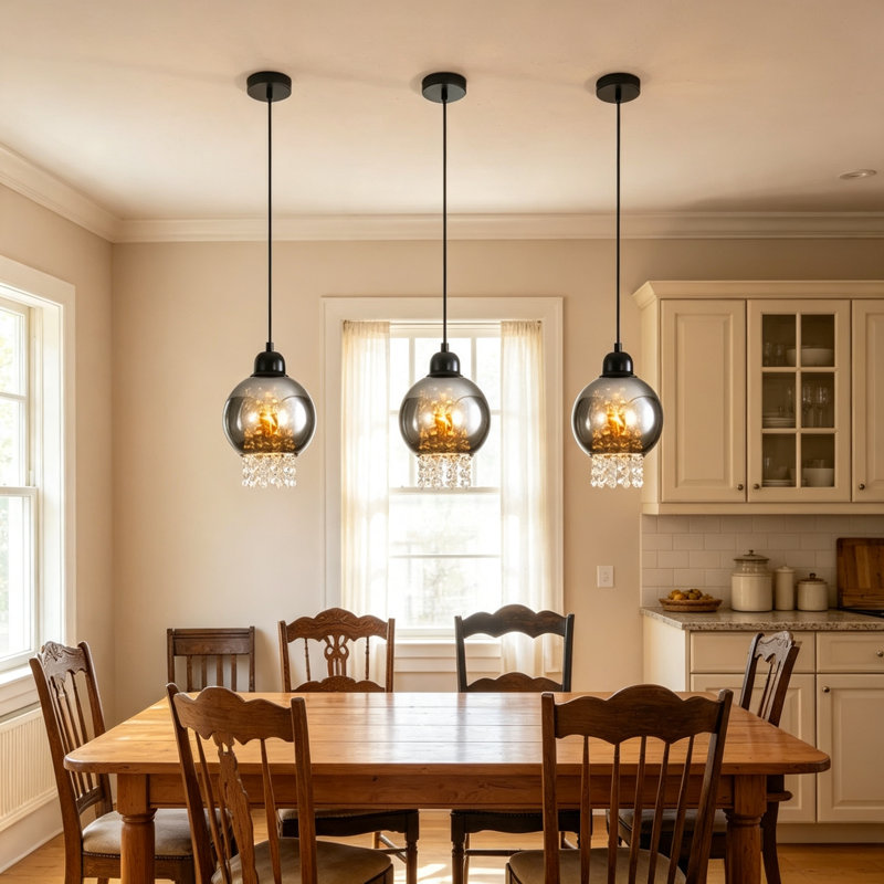 1-Light Matte Black Kitchen Island Pendant