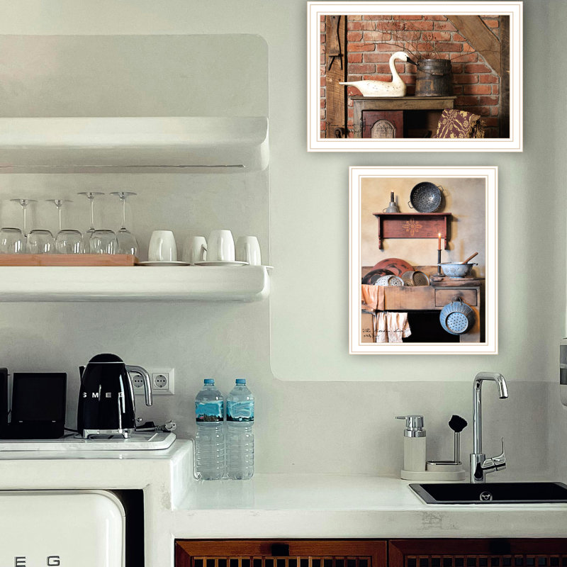 Surmonter les murs ternes - art mural 2 dans un cadre blanc pour la chambre à coucher et le salon, expérience de qualité avec décoration intérieure encadrée
