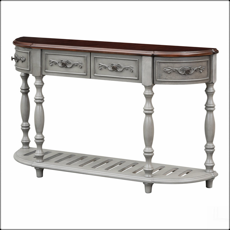 Canapé console 52 po moderne et contemporain avec table courbée pour hall d'entrée avec 4 tiroirs et 1 tablette