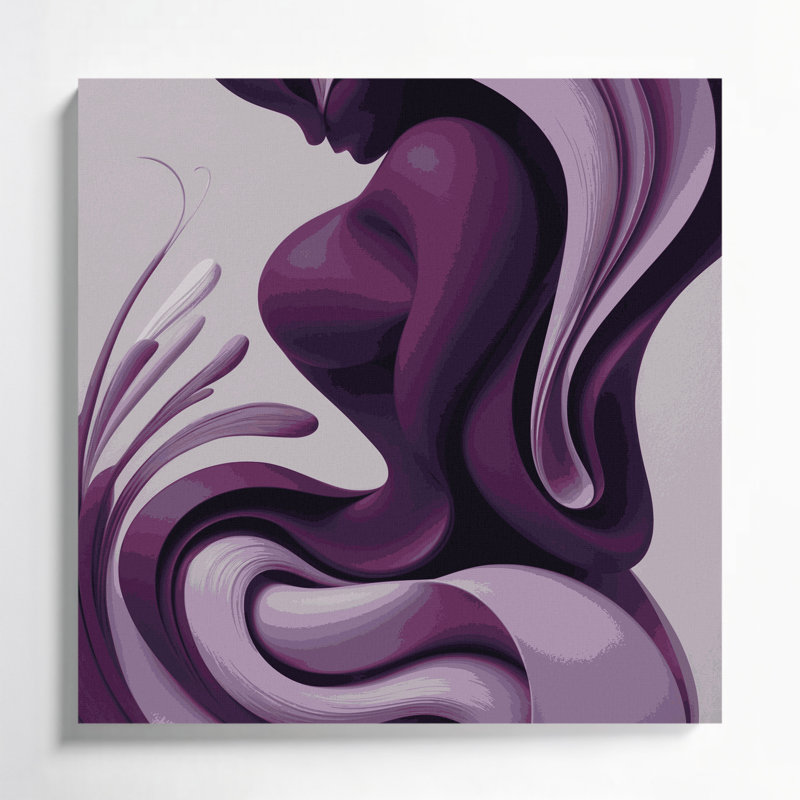 Abstrait art figuratif sur toile mauve 5, H 8 po x l 8 po