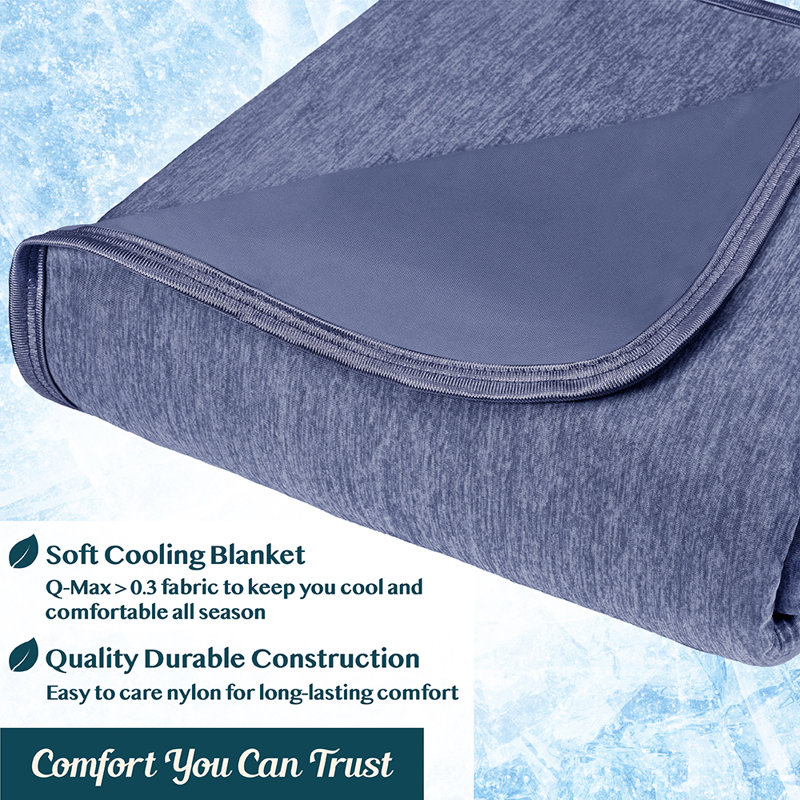 Navy Reversible Cooling Throw Blanket for Hot Sleepers