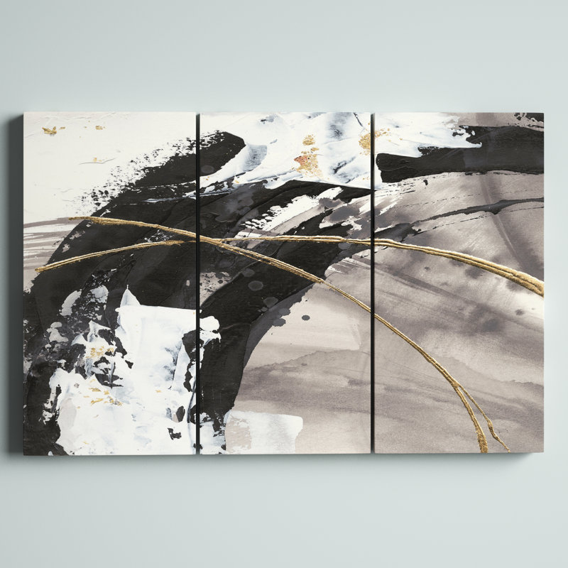 Ensemble de 3 peintures abstraites sur toile Glam Painted Arcs - Painted Arcs I, H 40 po x l 60 po x P 1 po