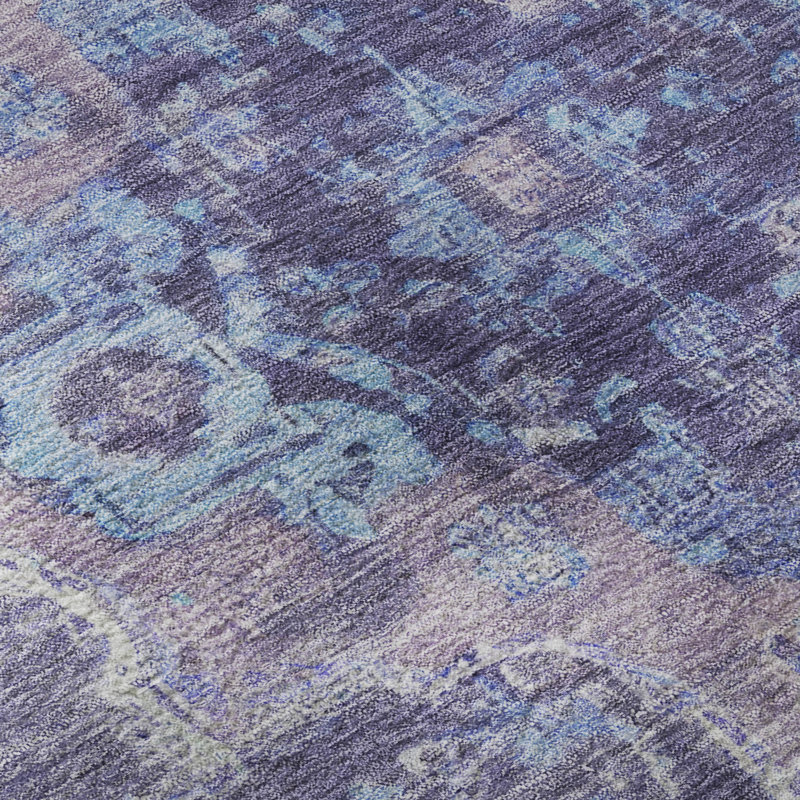 Premium Machine Washable Mayfield AMF2321 Global Rug, 3' x 5', Purple