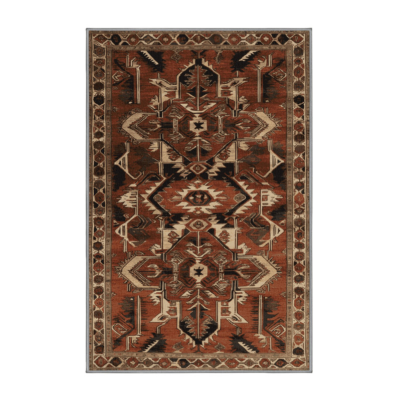 Machine Washable Persian Brown Area Rug, Rectangle 2' x 3'
