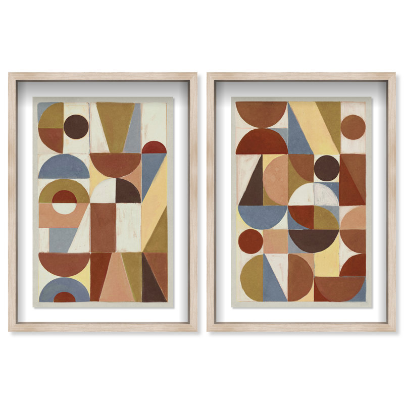 Tiled Set Set by Oliver Gal, 62"H x 42"W, Natural Oak Shadowbox