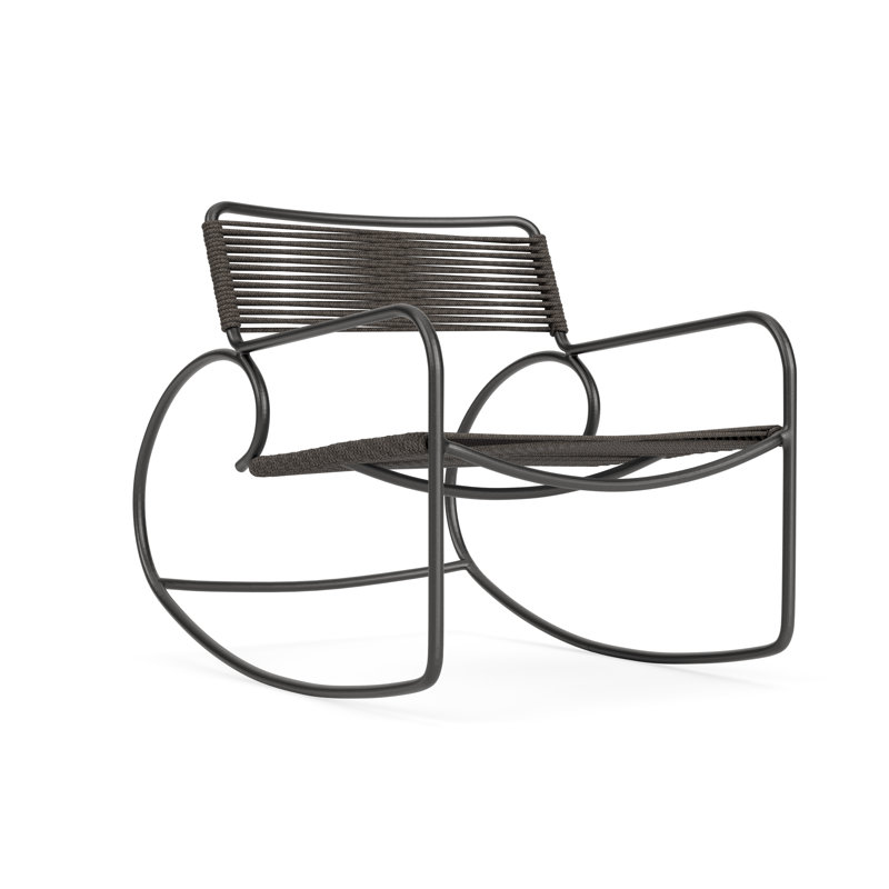 Walter Lamb Outdoor Rocker Chair, Textured Pewter/Brown