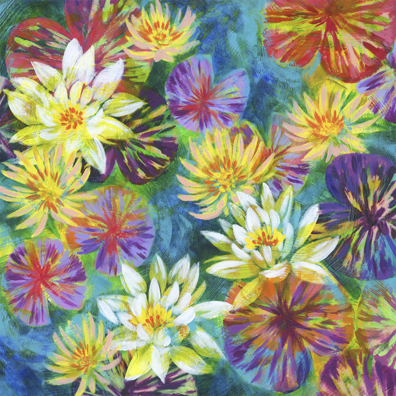 «Water Series - Gift of the Golden Hour» par Julie Marriott - peinture, H 12 po x l 12 po