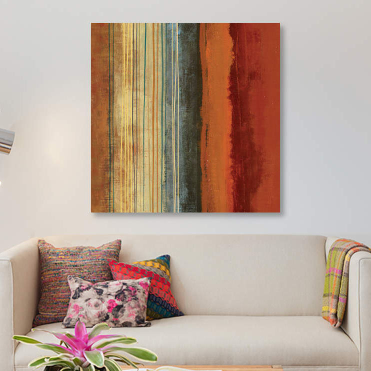 « bordures », impression sur toile, H 12 po x l 12 po x P 0,75 po, Pas de tapis, Toile tendue
