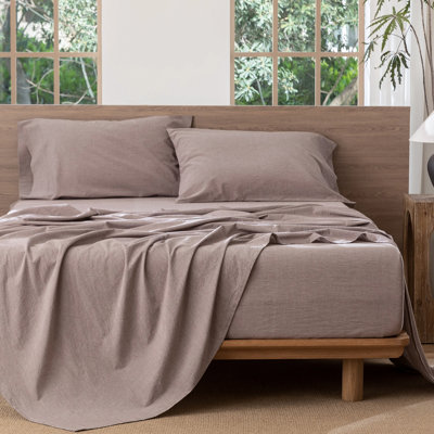 MooMee Sheet Set Extra Deep Pocket 100% Washed Cotton Linen Like Textured Lightweight Breathable