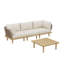 Ensemble de 4 meubles de patio modulaires modernes en bois d'acacia, assise à corde résistante aux intempéries et table basse avec coussin moelleux