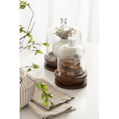 Claussen Two-Piece Glass Cloche Decor Set