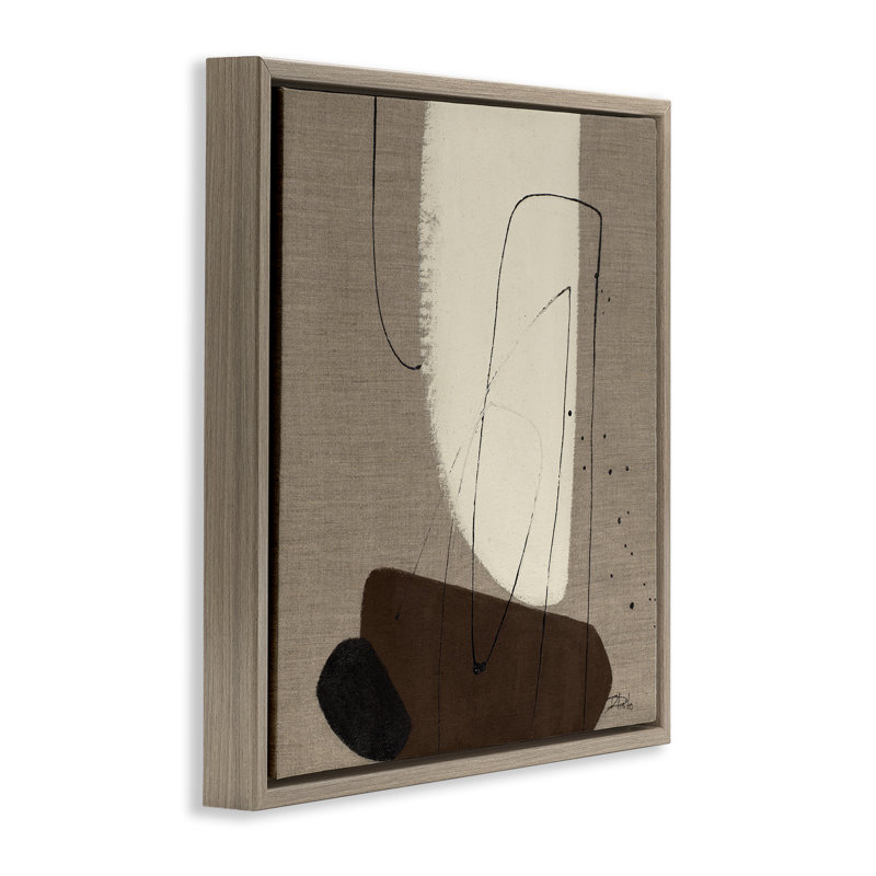 Art mural sur toile, formes naturelles et oblongues par Patricia Pinto, H 18 po x l 18 po, Cadre flottant orme Montalcino