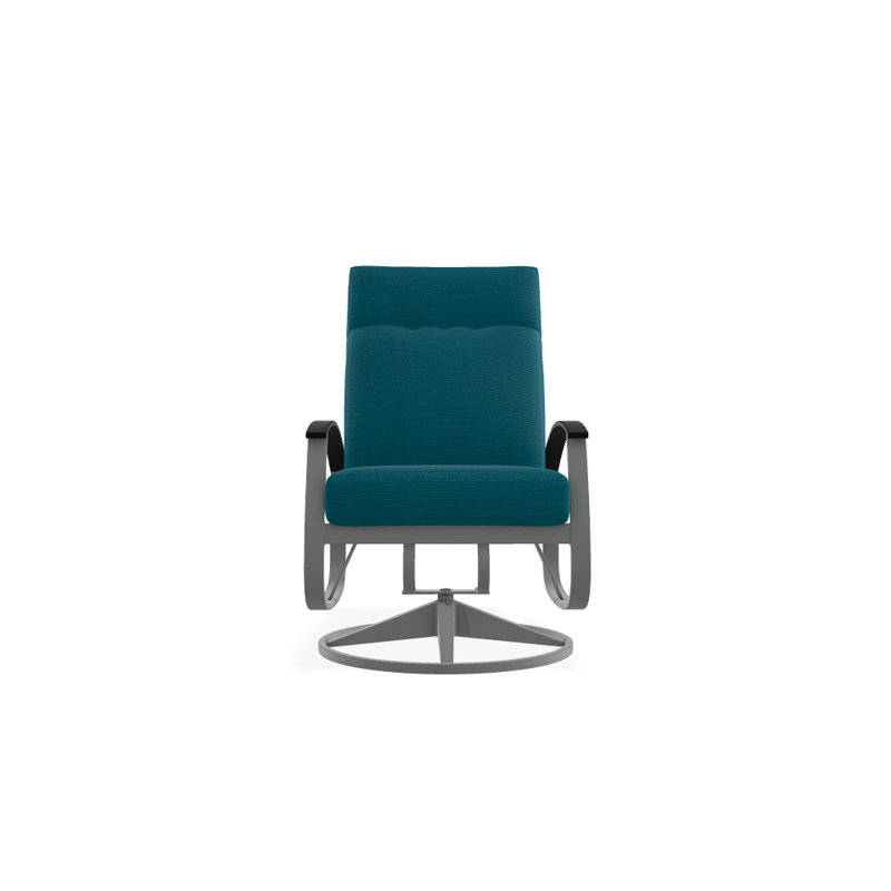 Chaise de patio pivotante avec coussins Askar, Tissage uni palette paon Sunbrella®, Noir P70, Graphite texturé