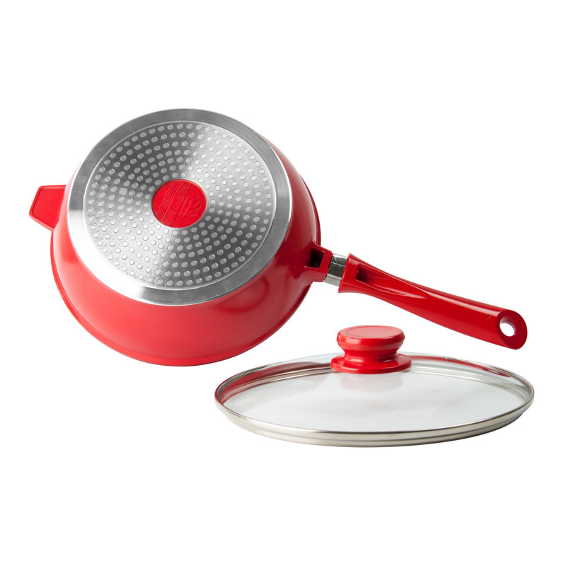 SQ Professional Nea Non-Stick Aluminum Saute Pan with Lid, Red, 2.2 L