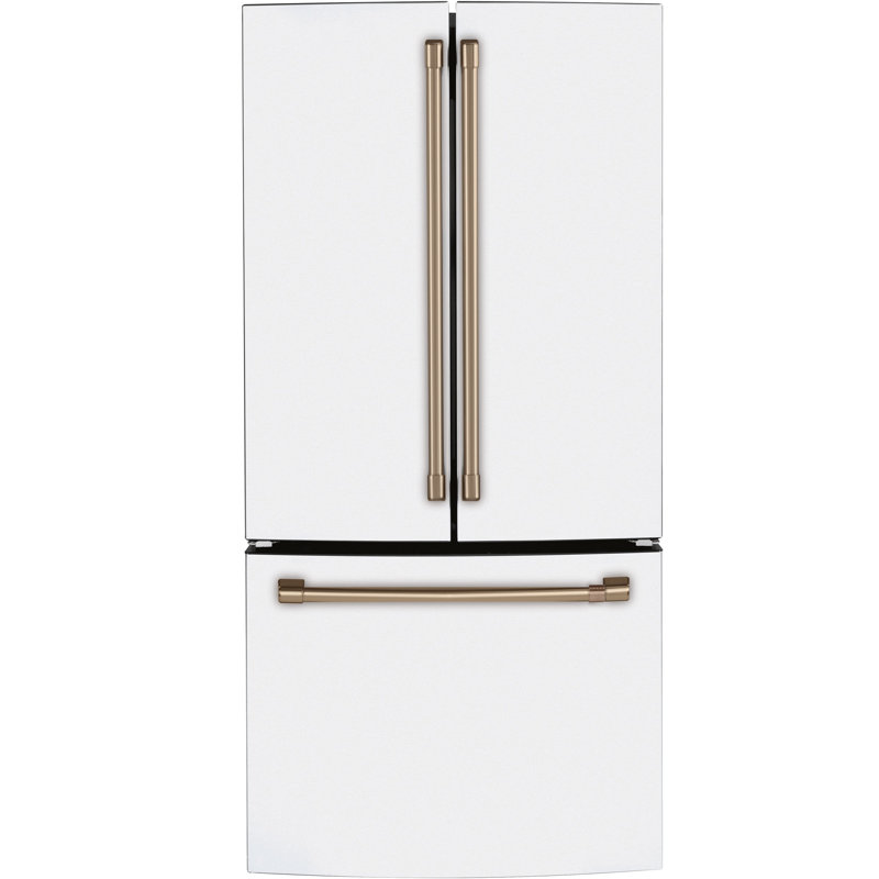 33" Counter Depth French Door 18.6 cu. ft. Smart ENERGY STAR Refrigerator, Matte White/Brushed Bronze