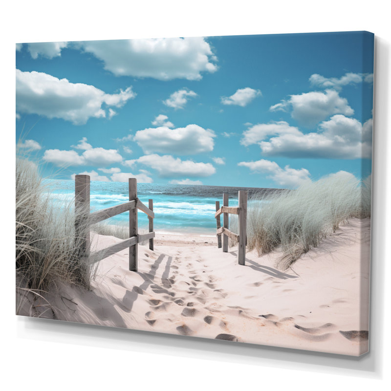 Plage, paysage marin, rêves, chemin I - plage, art mural, H 16 po x l 32 po x P 1 po, Toile tendue