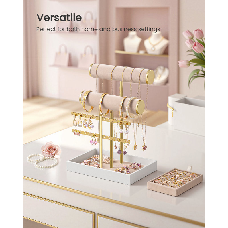 Jewellery Stand +, Tan/Gold