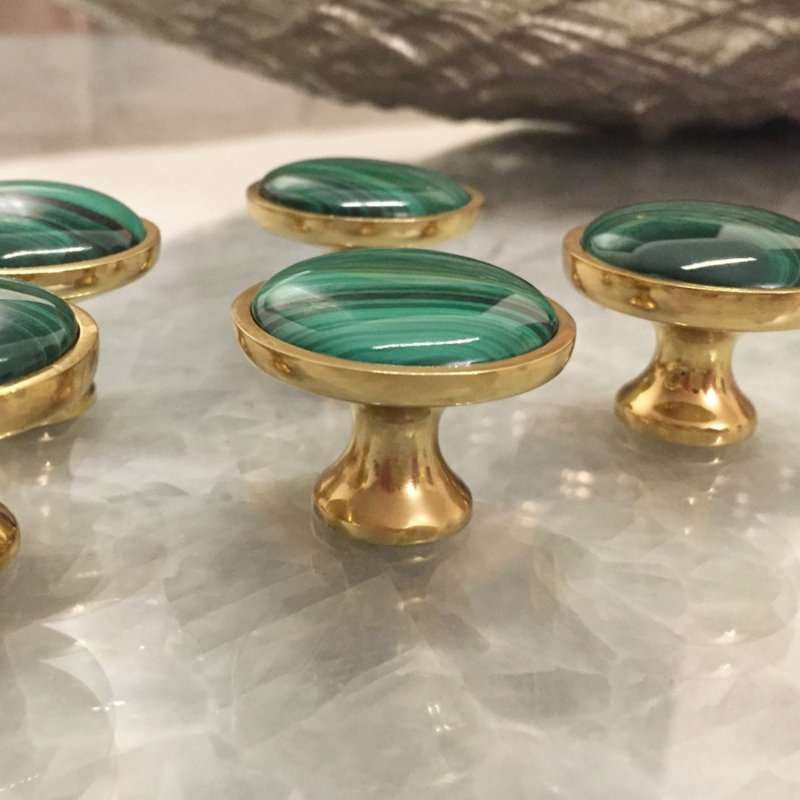Poignée champignon 1,25 po de diamètre, Laiton / vert
