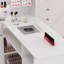 120cm White Manicure Table with Built-In Dust Extractor, LED Display Shelf & Gold Trim
