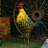 28"H Metal Feathered Rooster Statue