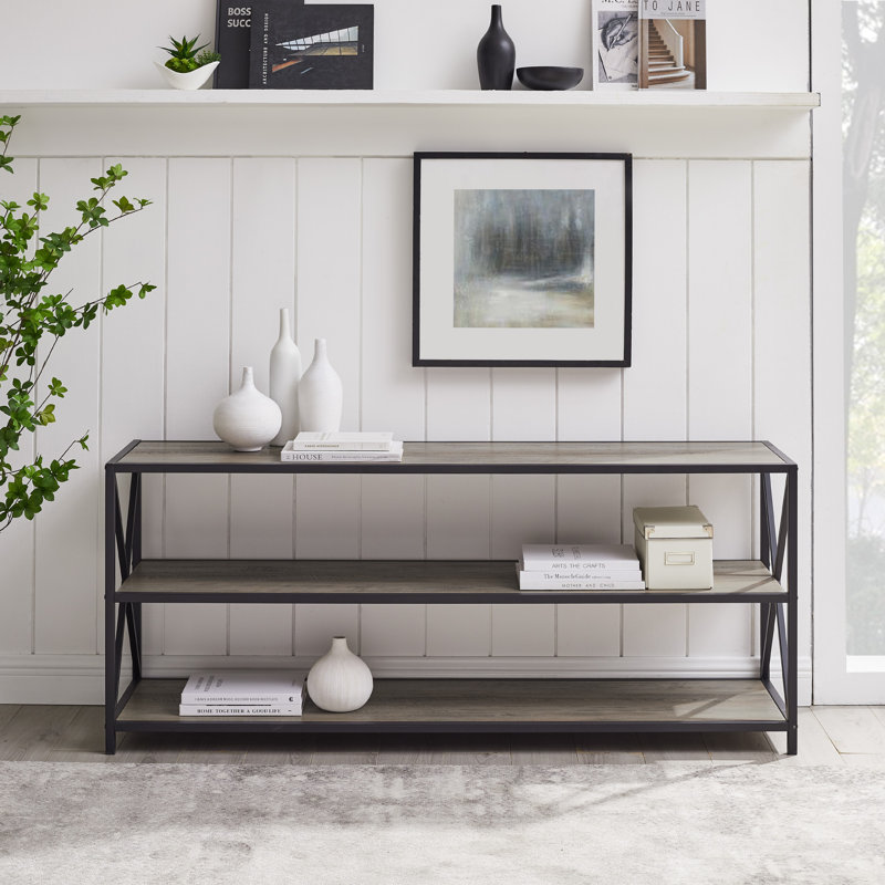 Bremer 65.1 cm H x 152.4 cm W Steel Library Bookcase, Grey Wash