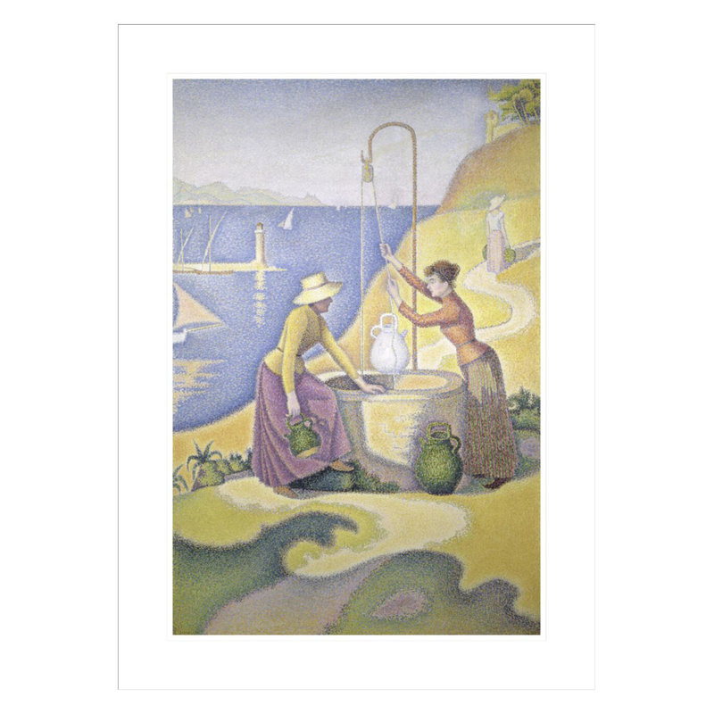 «Young Women of Provence at the Well» par Paul Signac - Reproduction giclée encadrée, H 29,5 po x l 21,72 po