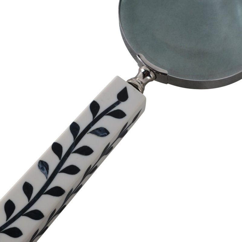 Decorative Objects Resin And Glass Leaf Handle Magnifying Glasses For Home Office Display Set Of 2 - 10" Blue, White, Silver