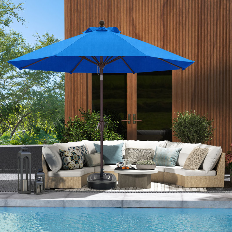 Parasol de patio en oléfine 9 pi 9 pi, Bleu ciel