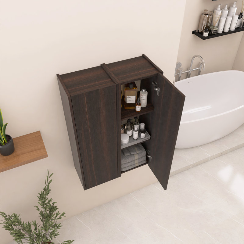Combo armoire murale 24 po avec portes à fermeture douce et tablettes internes, Dark Oak