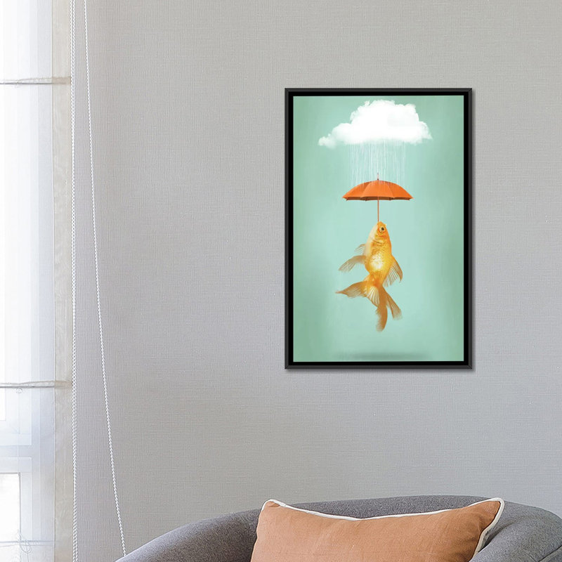 " Fish Cover " by Vin Zzep, 26" H x 18" W x 1.5" D, Black Framed Canvas, No Mat