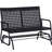 Patio 2-Person Wicker Glider Bench Rocking Chair, Outdoor All-Hand Woven PE Rattan Loveseat W/ Ergonomic Design Rocking System For Patio, Garden, Porch, Lawn