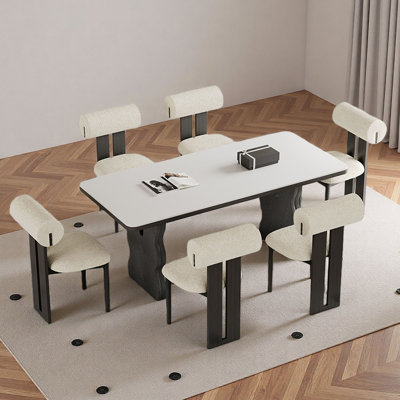 French Retro Rectangular Rock-Plate Dining Table