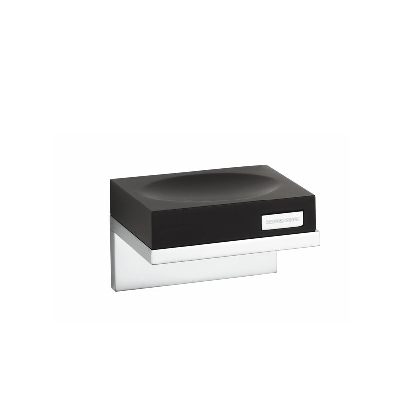 Black and Chrome Glass Wall Mounted Soap Dish