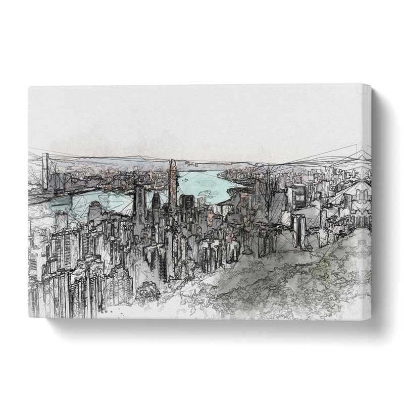 Hong Kong Skyline In Abstract - No Frame Print on Canvas, 50.8 cm H x 76.2 cm W