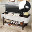 Banc de rangement rembourré de style campagnard avec caractéristiques de sécurité et confort durable-543701480-543701482