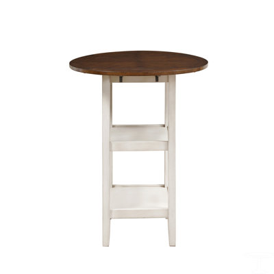 1Pc Counter Height Table With 2X Bottom Shelves Drop Side Leaf