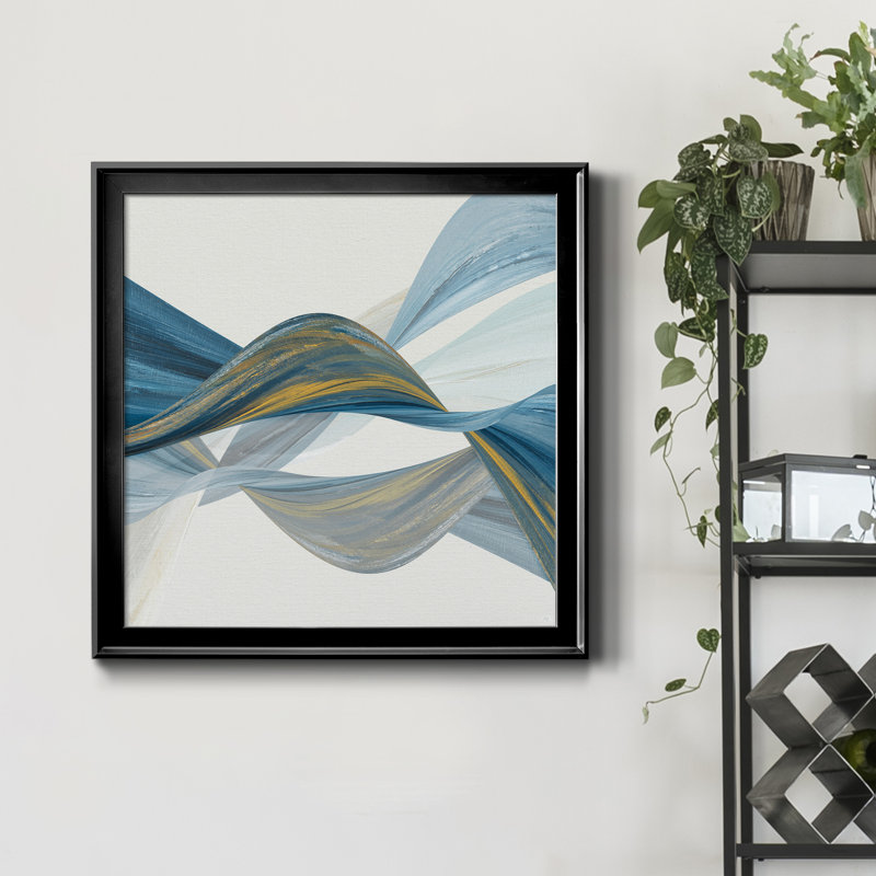 Changer les courants I - peinture sur toile encadrée, Cadre noir, H 34,5 po x l 34,5 po x P 1,5 po