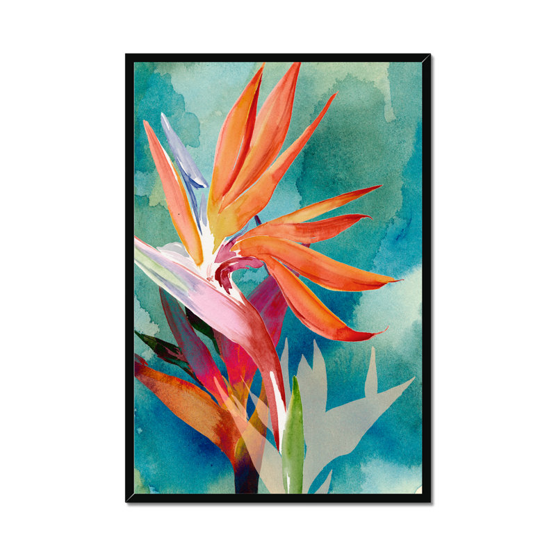 Vivid Birds of Paradise II by Jennifer Paxton Parker - Painting, Black Single Picture Framed Paper, 50cm H x 34cm W