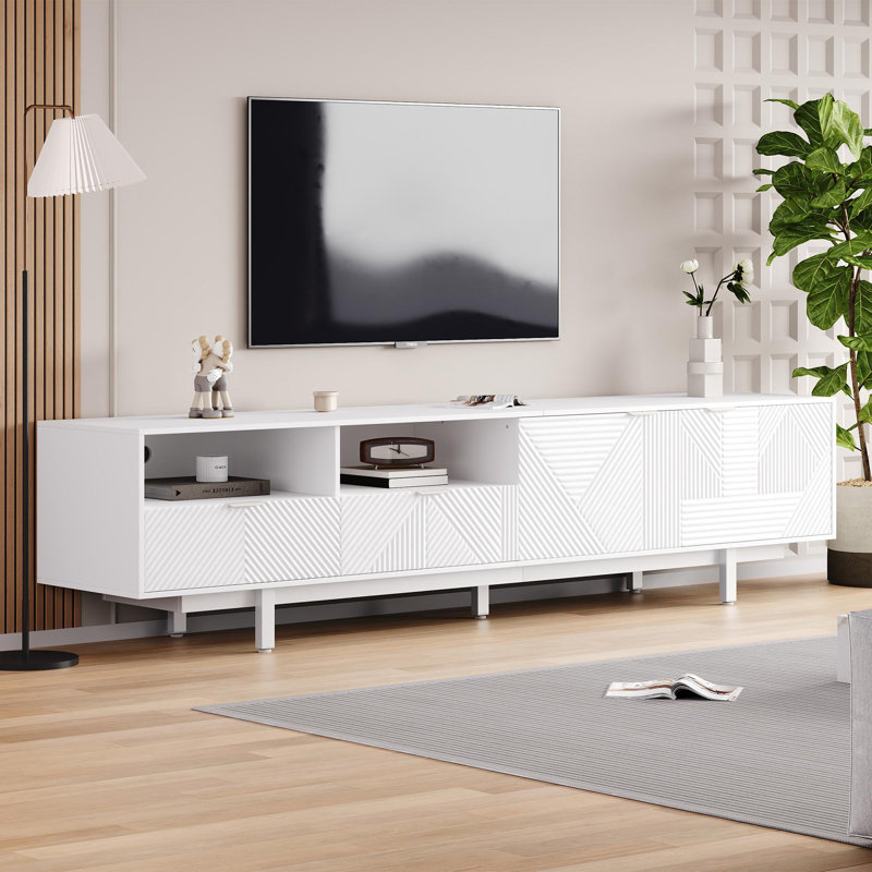 Tv Stand With  2 Doors And 2 Drawers, White