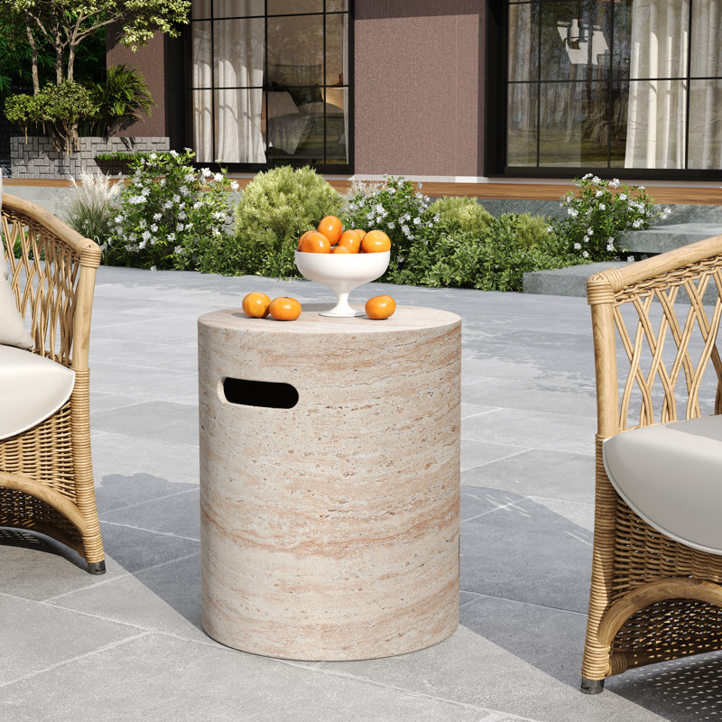 Table d'appoint Jaylin, Travertine, H 18,5 po x l 15,5 po x P 15,5 po