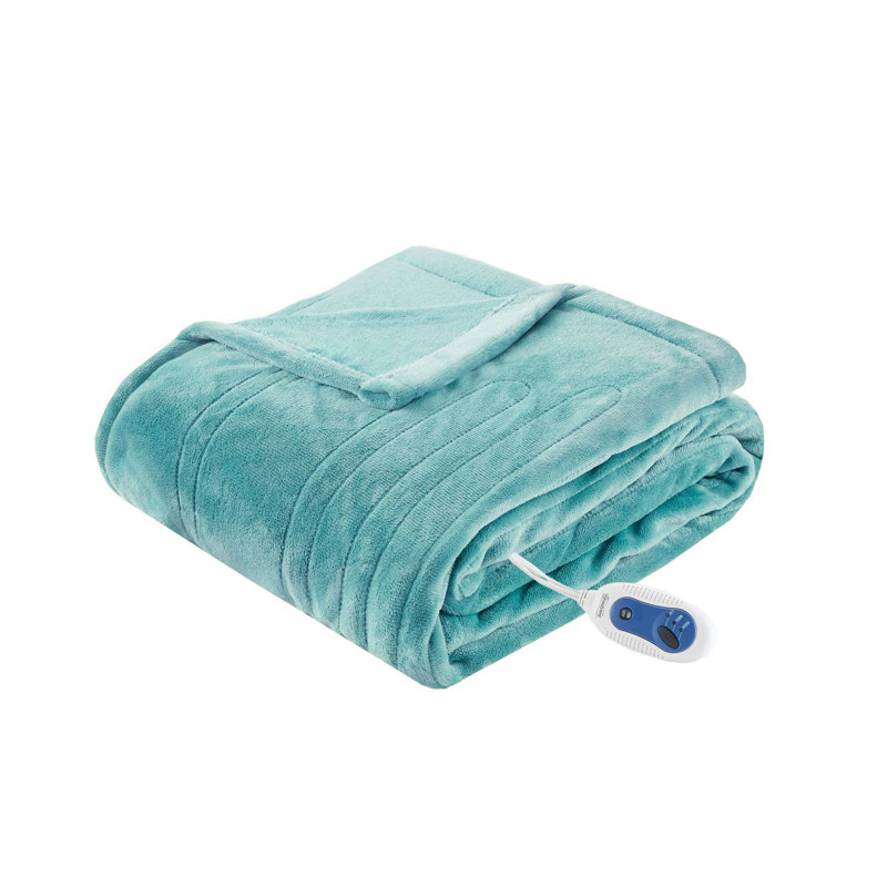 Jeté chauffant en peluche surdimensionné, Turquoise