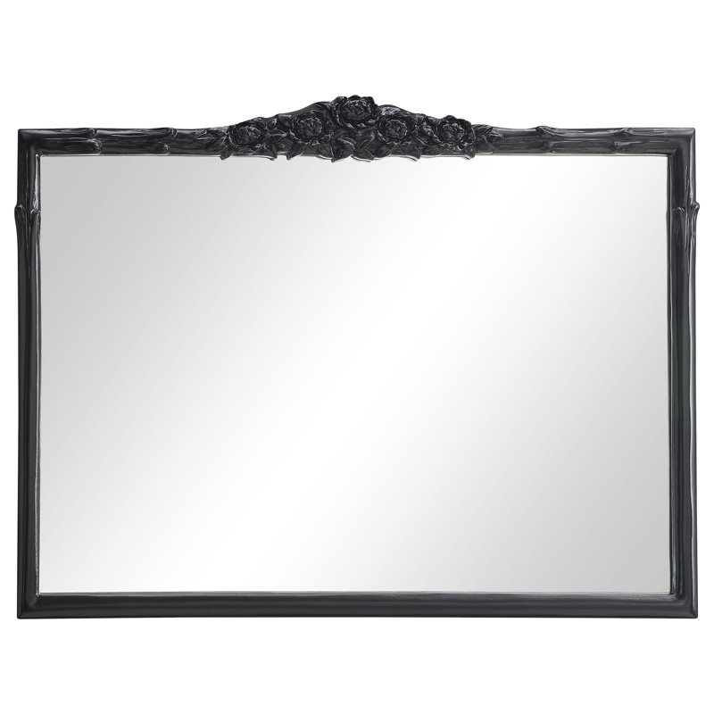 Aruther Glass Rectangle Wall Mirror, Glossy Black, 30" x 40"