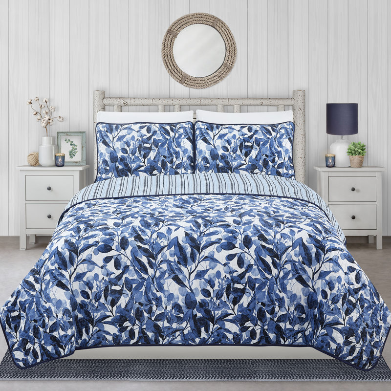 Polyester Floral Quilt, Full/Double Quilt + 2 Queen Shams