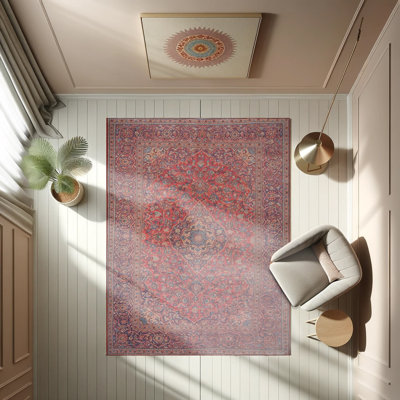 Tapis rouge à motif tissé rétro