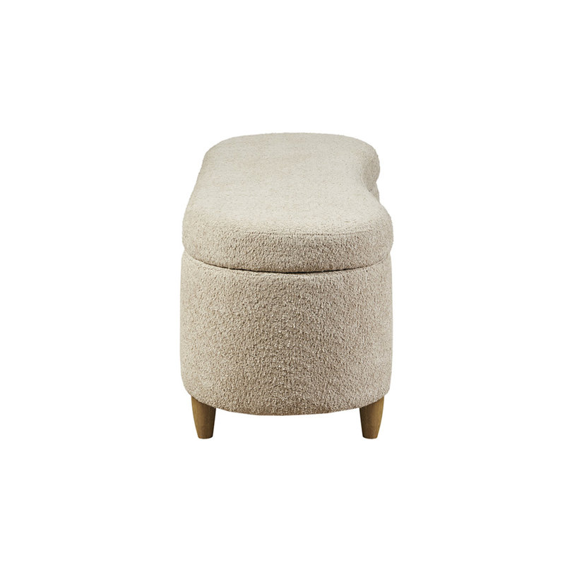 Banc de rangement rembourré à couvercle rabattable en taupe pour un usage domestique avec tissu et couleur pratique