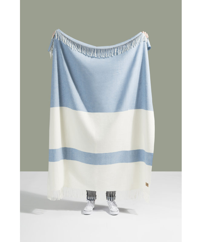 Sydney Herringbone Stripe Throw, Denim